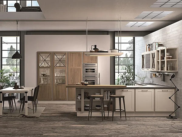 Contemporary wooden kitchen with peninsula LUBE CUCINE PROVENZA factory LUBE CUCINE from Italy. Foto №1