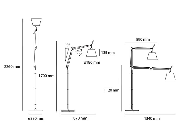 Adjustable Floor Lamp with Parchment Paper and Satin Finish Artemide Tolomeo Basculante 0947010A, 0947020A factory Artemide from Italy. Foto №3