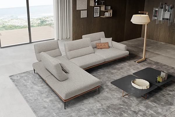 3-seater fabric sofa with chaise longue Egoitaliano Feng factory Egoitaliano from Italy. Foto №6