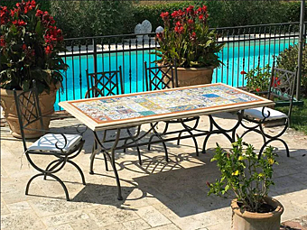 Travertine Patchwork Garden Table L_Antica Deruta PA/08 factory L'Antica Deruta from Italy
