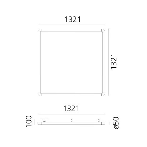 Semi Inset Ceiling Lamp Square Rectangular Artemide Alphabet of Light 1430130A, 1430110A, 1430120A factory Artemide from Italy. Foto №4