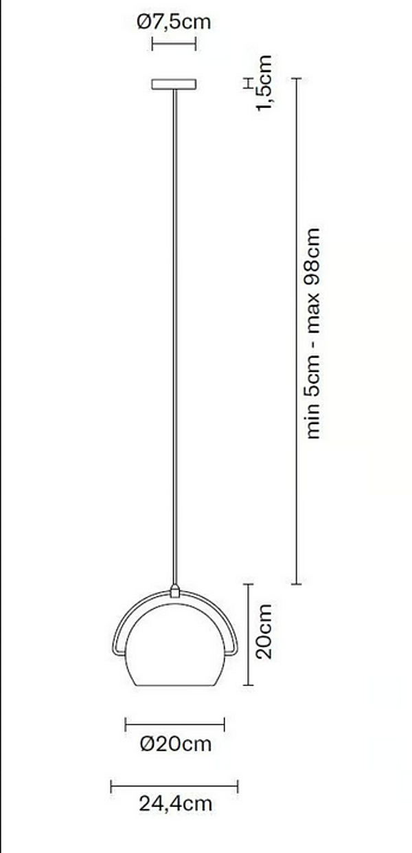 Metal Pendant Lamp Beluga Steel Fabbian factory Fabbian from Italy. Foto №13