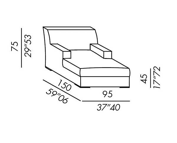 Daybed MERIDIANI (CROSTI) James Slim factory MERIDIANI (CROSTI) from Italy. Foto №4