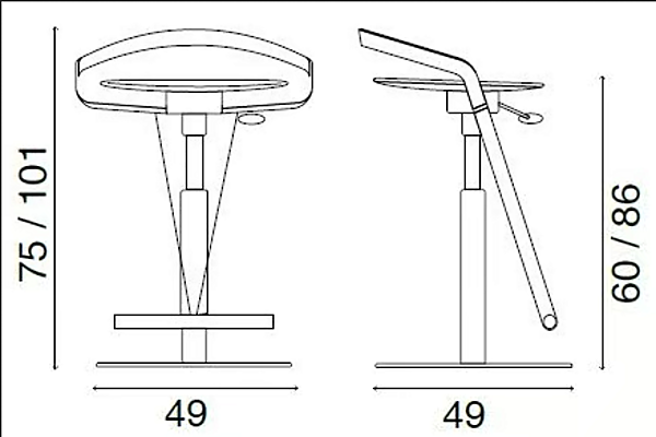 Swivel tanned leather stool with gas lift FASEM Cayman Bar factory FASEM from Italy. Foto №7