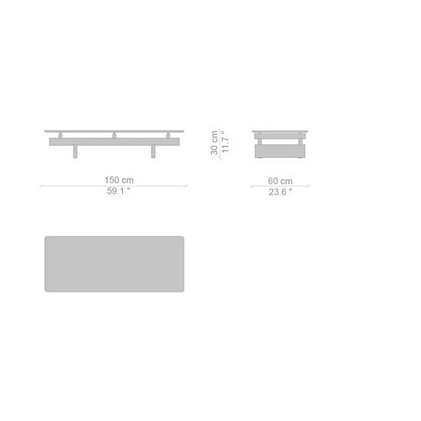 Low rectangular coffee table wood and glass CASSINA Sengu factory CASSINA from Italy. Foto №14
