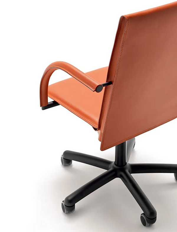 Swivel office chair in tanned leather with 5 spoke base FASEM Relaix RELAIX ABW factory FASEM from Italy. Foto №7