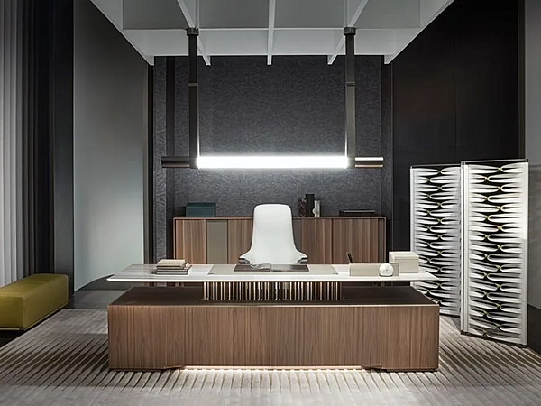 Rectangular Writing Desk with Walnut Base and Marble Top GIORGETTI G-Code 71200, 71205 factory GIORGETTI from Italy. Foto №7