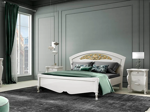 Wooden double bed with upholstered headboard CASA +39 SMERALDO C22025, C22026 factory CASA +39 from Italy. Foto №2