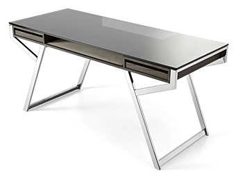 Writing desk with drawers in glass and stainless steel Gallotti&Radice LUI factory Gallotti & Radice from Italy