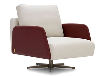 Swivel leather armchair with armrests FORMITALIA F819SW F-819-SW