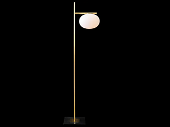 Brass and Glass Floor Lamp Oluce Alba 382 factory Oluce from Italy
