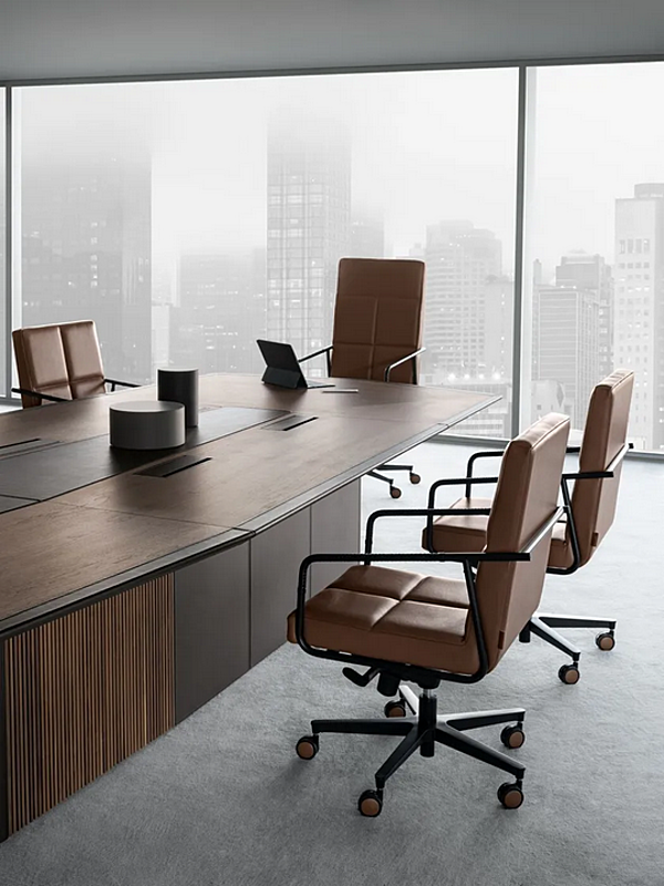 Rectangular wooden meeting table with cable management i 4 Mariani MASTER factory i 4 Mariani from Italy. Foto №4