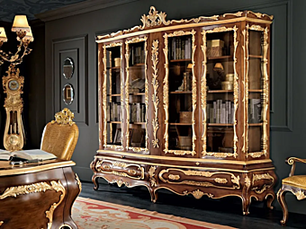 Solid wood bookcase with drawers Modenese Luxury Interiors 11301 factory MODENESE GASTONE from Italy