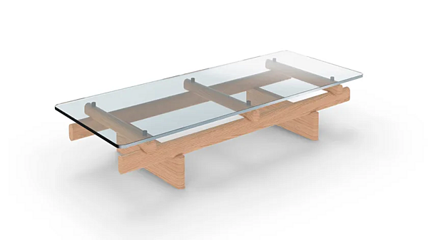 Low rectangular coffee table wood and glass CASSINA Sengu factory CASSINA from Italy. Foto №8