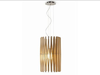 Wooden pendant lamp Stick Fabbian F23 A02 69 factory Fabbian from Italy