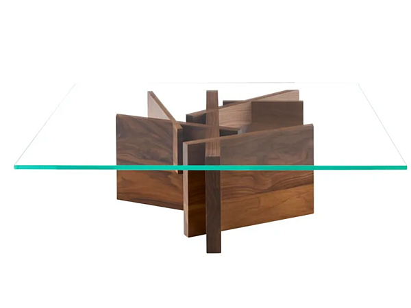 Low square coffee table wood and glass LIGNE ROSET Ashera 19960100 factory LIGNE ROSET from Italy. Foto №2