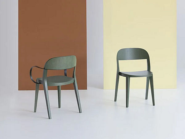 Stackable wooden chair with armrests Potocco Minima 949 P 949/P factory POTOCCO from Italy. Foto №3