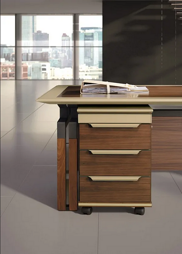 Rectangular wooden executive desk with leather top i 4 Mariani Paso Doble factory i 4 Mariani from Italy. Foto №7