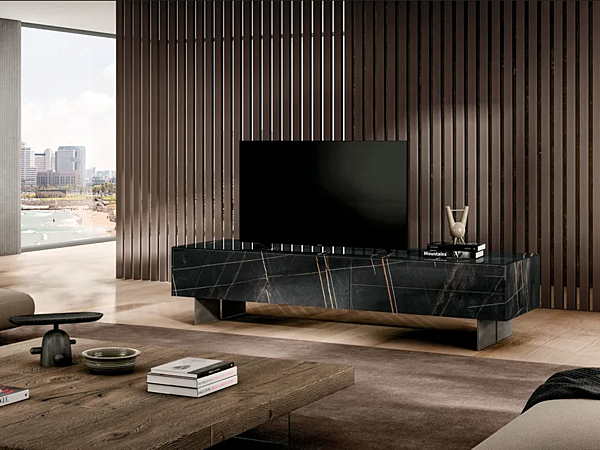 Glass TV Cabinet Materia 1052 LAGO factory LAGO from Italy. Foto №1