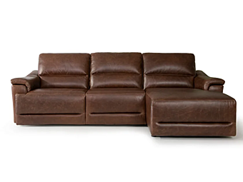 Sectional leather sofa with footstool 3 seater Marinelli Home Australia M1298