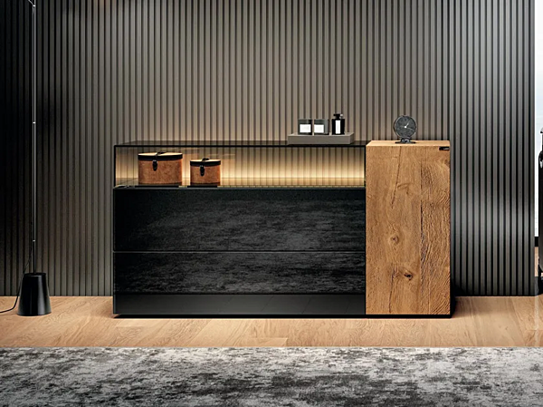 Wood and glass chest of drawers LAGO 36E8 Glass 2624 2624 factory LAGO from Italy. Foto №1