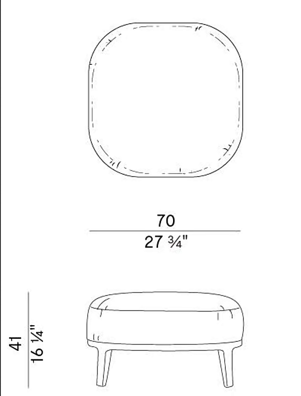 Upholstered fabric footstool Potocco Spring 841 S 841/S factory POTOCCO from Italy. Foto №3