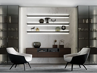 Sectional storage wall with integrated lighting MisuraEmme Crossing factory MisuraEmme from Italy