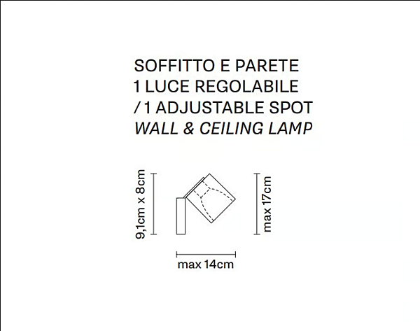 Wall Mounted Adjustable Spotlight Cubetto Fabbian factory Fabbian from Italy. Foto №8