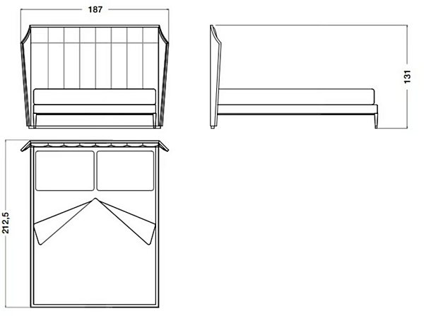 Leather and wood bed with upholstered headboard Eclipse CPRN HOMOOD E200, E201, E202 factory CPRN HOMOOD from Italy. Foto №2