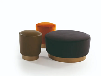 Upholstered round pouf in leather or fabric VIBIEFFE 314