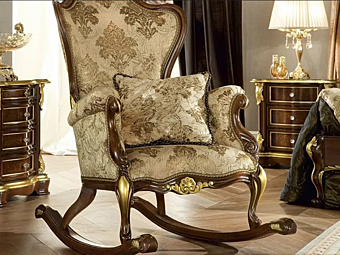 Rocking armchair with fabric upholstery and armrests Modenese Luxury Interiors 13432 factory MODENESE GASTONE from Italy