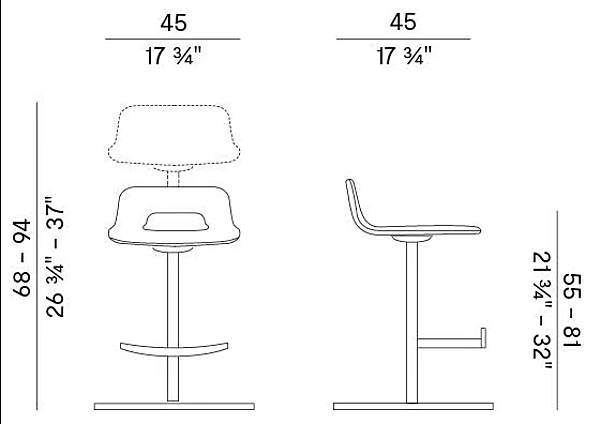 Height Adjustable Leather Stool with Gas Lift Potocco Torso 837 AI Gas 837/AI-GAS factory POTOCCO from Italy. Foto №3