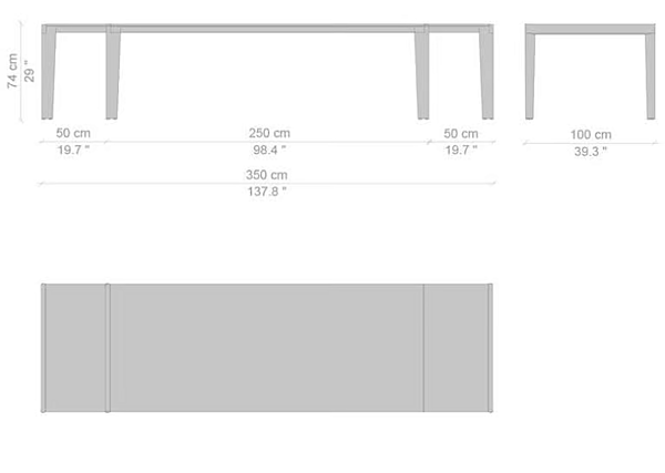 Extending Rectangular MDF Table Longplane CASSINA factory CASSINA from Italy. Foto №27