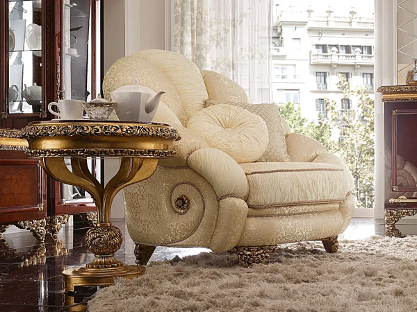 Fabric armchair with upholstered back A.R. Arredamenti Grand Royal 1481 factory A.R.ARREDAMENTI SRL from Italy. Foto №3