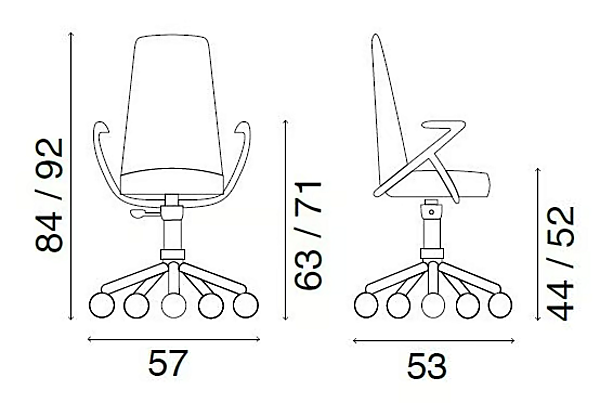 Height Adjustable Tanned Leather Office Chair with Armrests FASEM Luna LUNA ABW factory FASEM from Italy. Foto №7