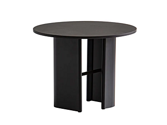 Round steel garden side table with porcelain stoneware top Potocco Double L 952 TC Out 952/TC-OUT factory POTOCCO from Italy