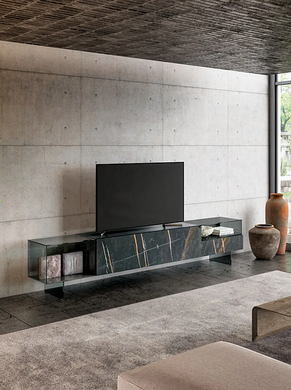 Glass TV cabinet 36E8 LAGO collection 1408 factory LAGO from Italy. Foto №2