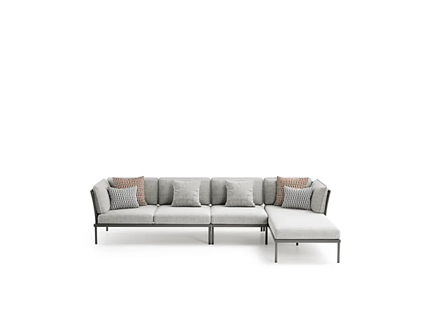 Modular garden sofa with chaise longue in fabric Atmosphera Flash factory ATMOSPHERA from Italy. Foto №5