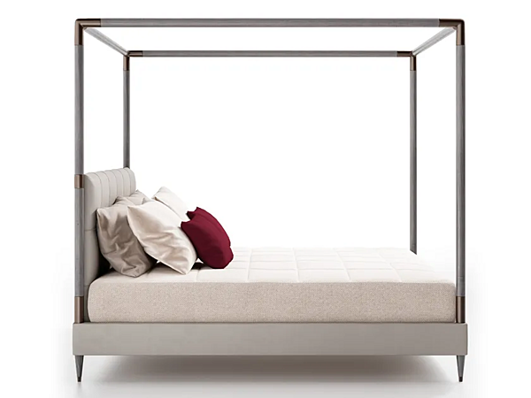 Canopy bed in leather and wood with upholstered back Blue Moon CPRN HOMOOD B100, B101, B102 factory CPRN HOMOOD from Italy. Foto №1