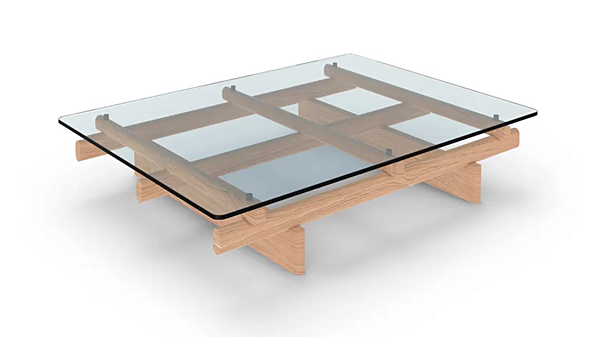 Low rectangular coffee table wood and glass CASSINA Sengu factory CASSINA from Italy. Foto №10