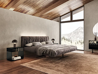 Double bed with upholstered headboard steel LAGO Replis