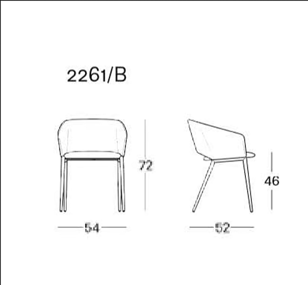 Fabric chair with upholstered back Tusa 2261 B Zanotta factory ZANOTTA from Italy. Foto №3