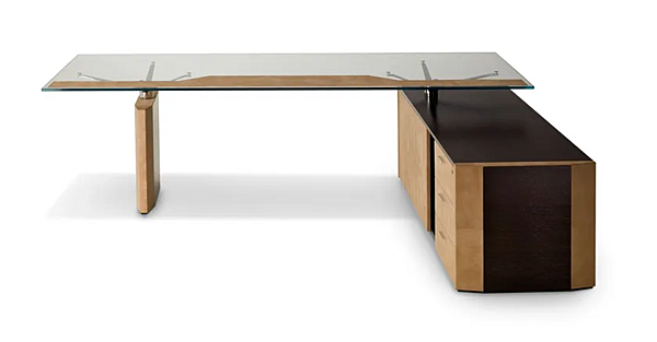L shaped glass executive desk with drawers I 4 Mariani Symetria factory i 4 Mariani from Italy. Foto №2