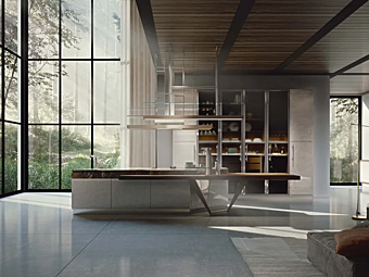 Custom Kitchen with Island Essenza Supernatural Pearl and Walnut Martini Interiors Custom Kitchen with Island Essenza Supernatural Pearl and Walnut Martini Interiors factory MARTINI INTERIORS from Italy