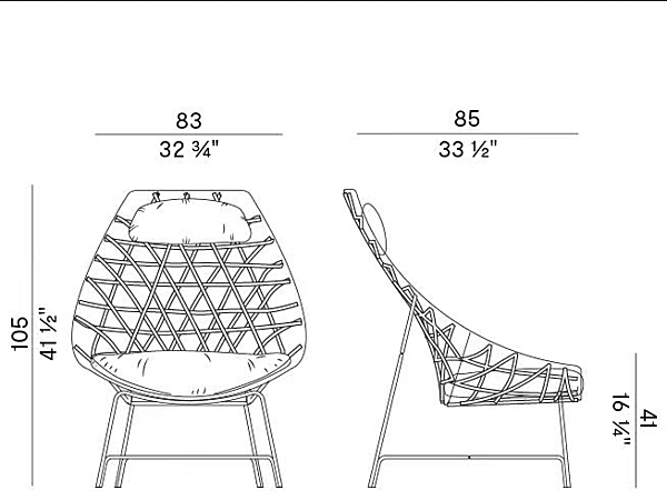 High Back Woven Fabric Garden Armchair with Headrest Potocco Cut 910 PLR 910/PLR factory POTOCCO from Italy. Foto №6