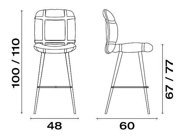 High leather bar stool with footrest FASEM Avion factory FASEM from Italy. Foto №8