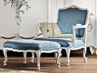 Upholstered Armchair with Footstool Modenese Luxury Interiors 11521 factory MODENESE GASTONE from Italy