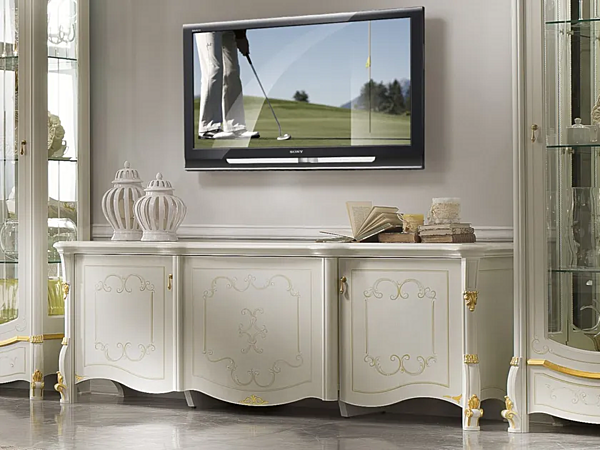 Low wooden TV cabinet with doors CASA +39 DIAMANTE 2608 factory CASA +39 from Italy. Foto №1