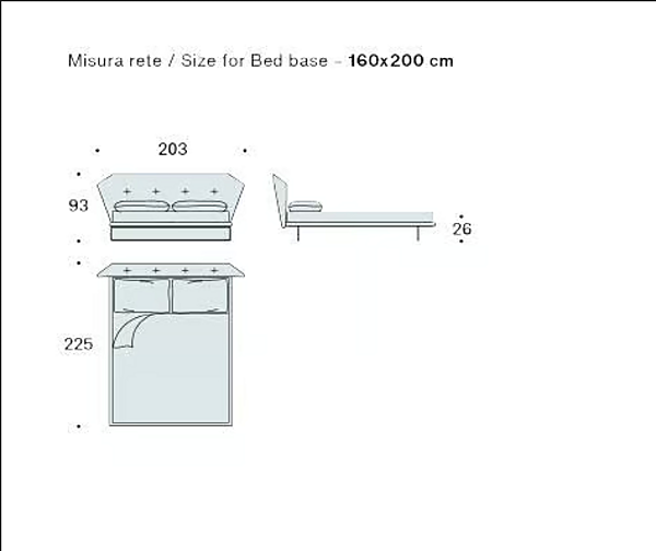 Double bed with upholstered headboard fabric Saba New York Air factory SABA from Italy. Foto №4