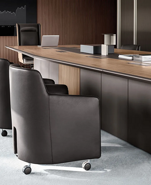 Rectangular wooden meeting table with cable management i 4 Mariani MASTER factory i 4 Mariani from Italy. Foto №7